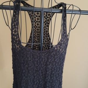 Black crocheted tank top